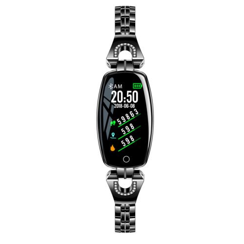 Bakeey H8 HR Blood Pressure Turn Light Dynamic UI Women Diamond Stainless Steel Smart Watch Bracelet 12
