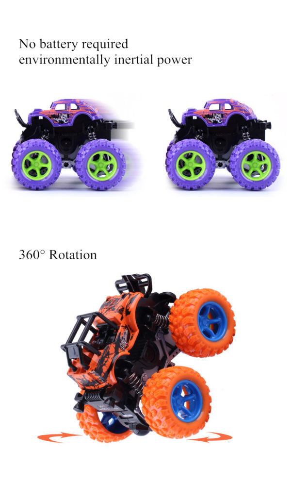 Classic Pull Back Big Foot Wheel Drive Car 9cm Rotatable Friction Power Shockproof Inertial Blocks Toys 7
