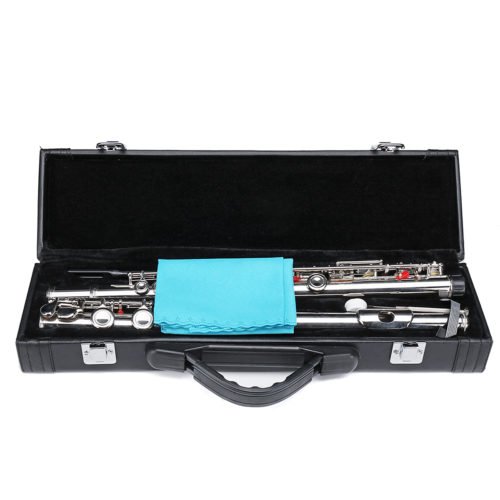 16 Holes C Key Colored Flute Nickel Plated Silver Tube Woodwind Instrument with Box 8