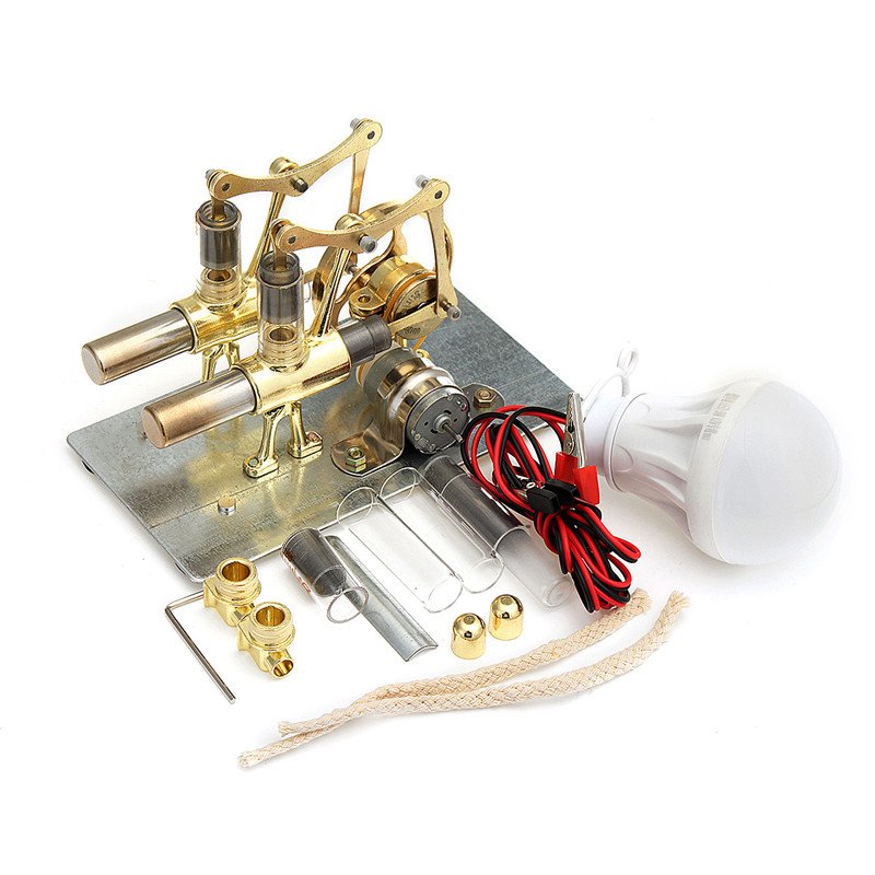 STEM Mini Hot Air Stirling Engine Generator Double Cylinder Engine Model 1