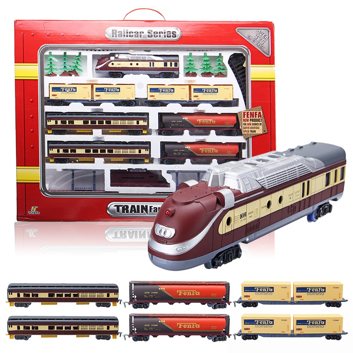 Electric Classic Train Rail Vehicle Toys Set Track Music Light Operated Carriages Educational Gift 2