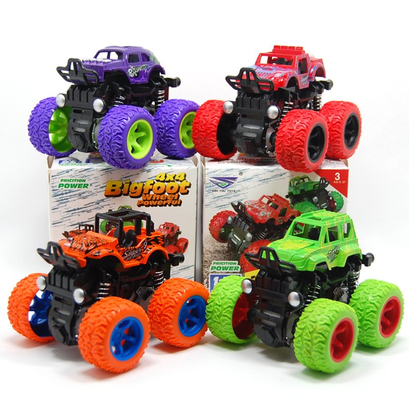 Classic Pull Back Big Foot Wheel Drive Car 9cm Rotatable Friction Power Shockproof Inertial Blocks Toys 2