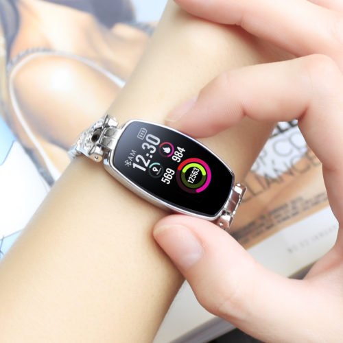 Bakeey H8 HR Blood Pressure Turn Light Dynamic UI Women Diamond Stainless Steel Smart Watch Bracelet 3