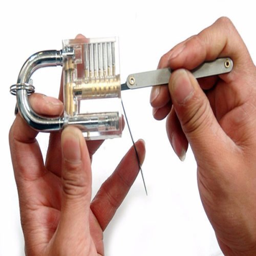 DANIU Transparent Practice Padlock with 12pcs Unlocking Lock Picks Set Key Extractor Tools 7