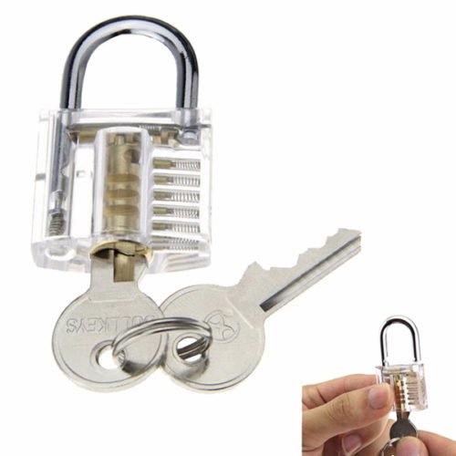 DANIU Transparent Practice Padlock with 12pcs Unlocking Lock Picks Set Key Extractor Tools 4