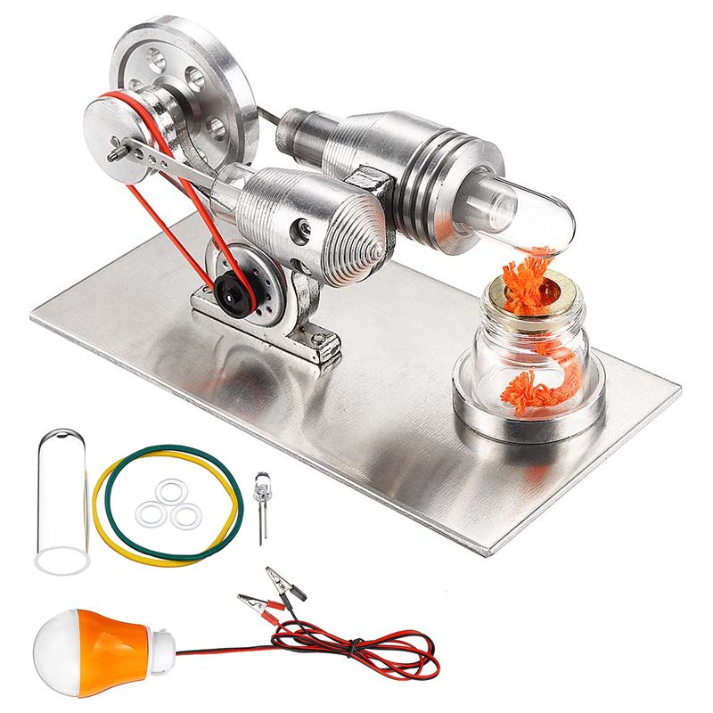 STEM Stainless Mini Hot Air Stirling Engine Motor Model Educational Toy Kit 1