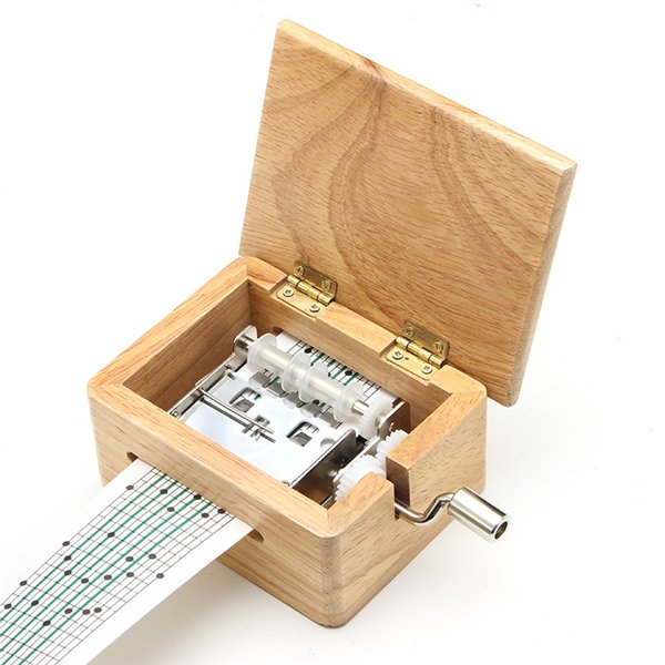 15 Tone DIY Hand-cranked Music Box Wooden Box With Hole Puncher And Paper Tapes 2