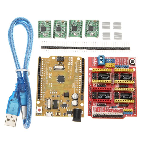 CNC Shield V3 Expansion Board + 4xA4988 Step Motor Driver Module + UNO R3 Board kit For Arduino 3D Printer 1 CNC Shield V3 Expansion Board + 4xA4988 Step Motor Driver Module + UNO R3 Board kit For Arduino 3D Printer
