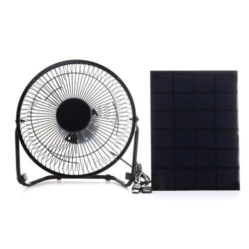 Black Solar Panel Powered USB Fan 8 Inch 5W Cooling Ventilation for Outdoor Traveling Home Office 2