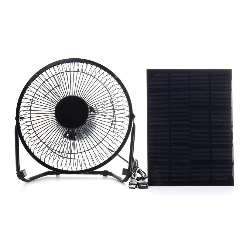Black Solar Panel Powered USB Fan 8 Inch 5W Cooling Ventilation for Outdoor Traveling Home Office 2 Black Solar Panel Powered USB Fan 8 Inch 5W Cooling Ventilation for Outdoor Traveling Home Office - Image 2