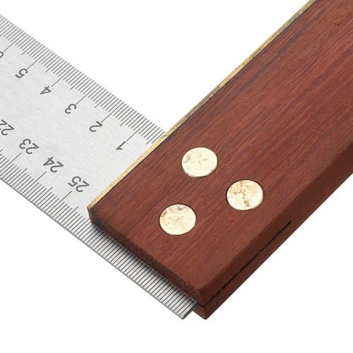 Drillpro 90 Degree Angle Ruler 300mm Stainless Steel Metric Marking Gauge Woodworking Square Wooden Base 7