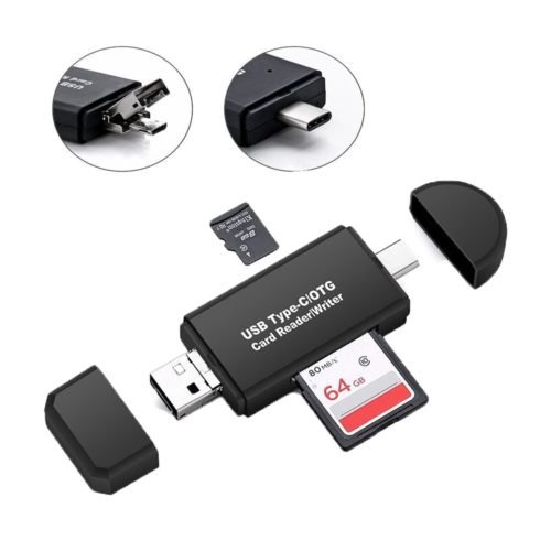 3 in 1 OTG Card Reader Type C USB Micro USB Combo to 2 Slot TF SD Card Reader 2