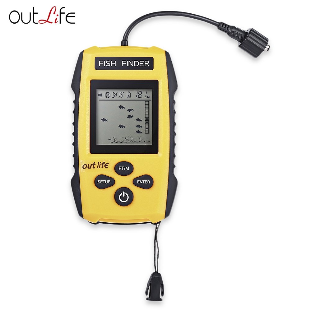 Outlife 0.7 - 100M 200KHz Fish Finder Sonar Alarm Transducer 2