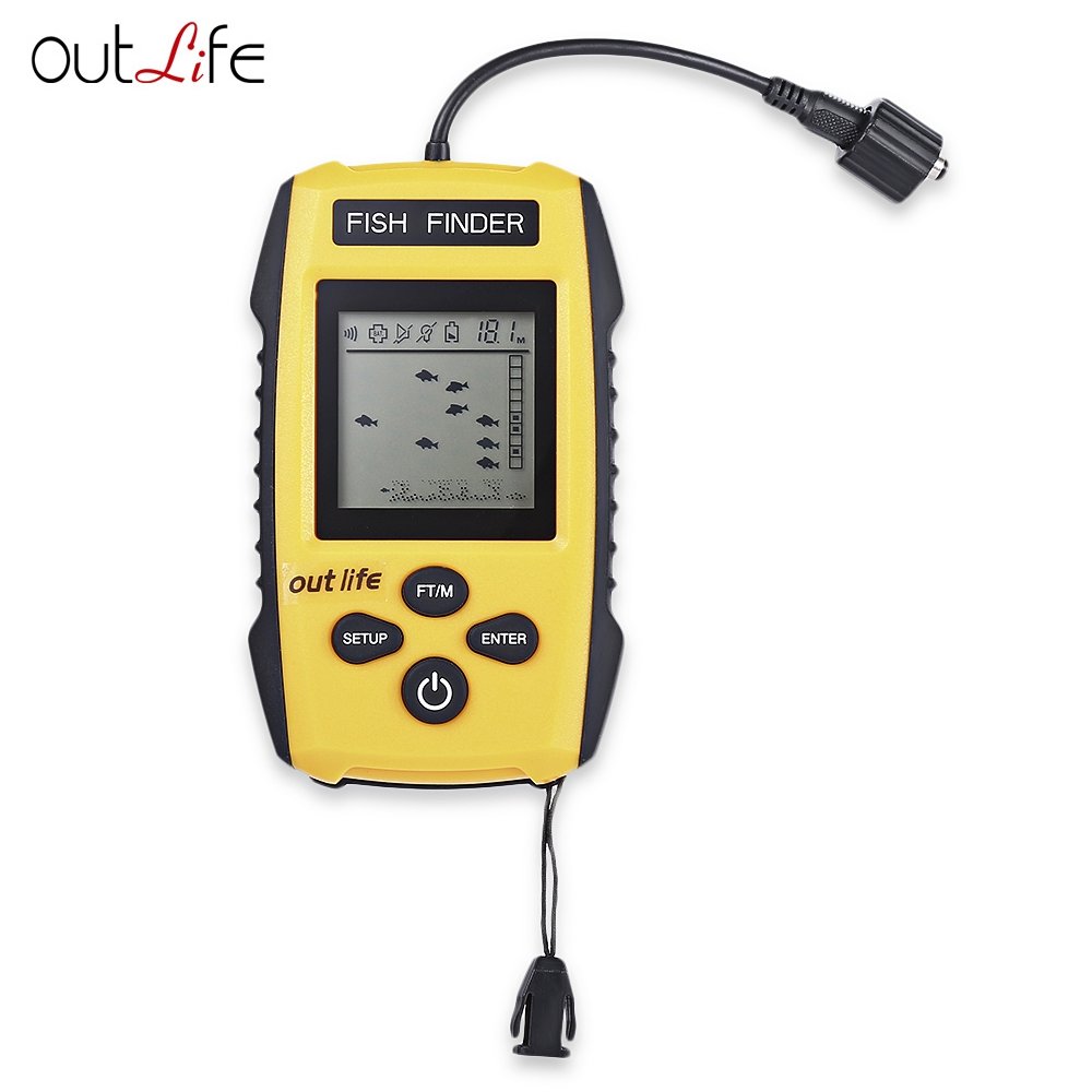 Outlife 0.7 - 100M 200KHz Fish Finder Sonar Alarm Transducer 1 Outlife 0.7 - 100M 200KHz Fish Finder Sonar Alarm Transducer