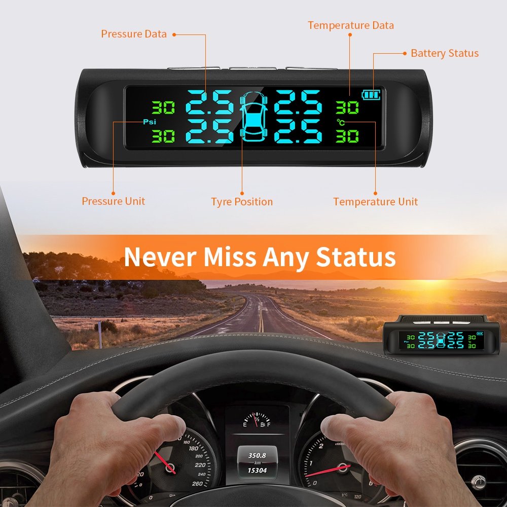 ZEEPIN C240 Tire Pressure Monitoring System Solar TPMS with 4 External Sensors 4 ZEEPIN C240 Tire Pressure Monitoring System Solar TPMS with 4 External Sensors - Image 4
