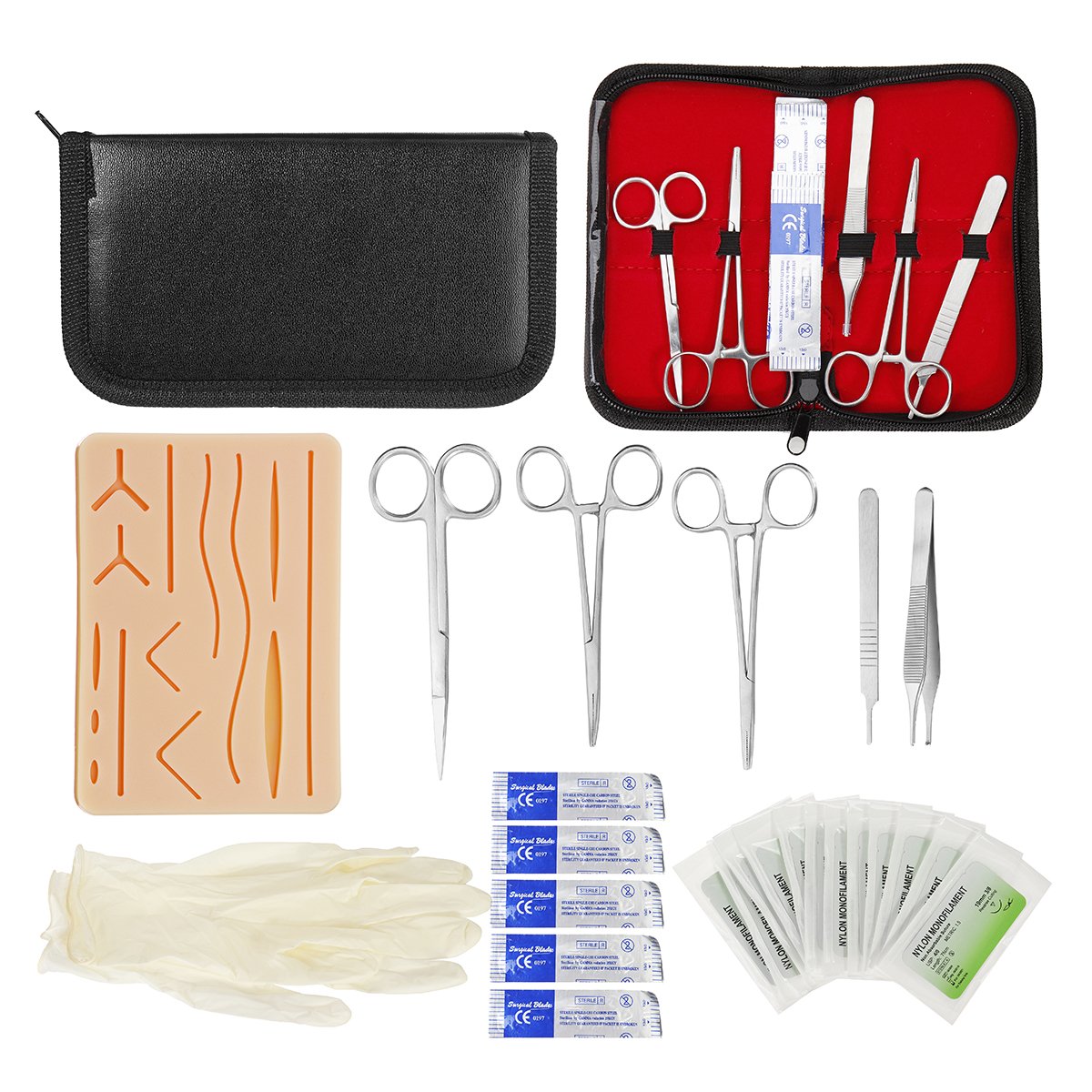 25 In 1 Medical Skin Suture Surgical Training Kit Silicone Pad Needle Scissors 2