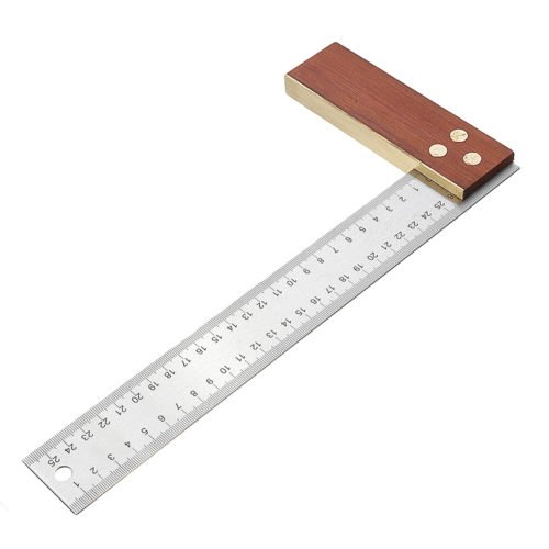 Drillpro 90 Degree Angle Ruler 300mm Stainless Steel Metric Marking Gauge Woodworking Square Wooden Base 2