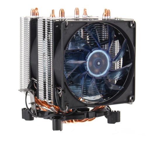 3 Pin Four Copper Pipes Blue Backlit CPU Cooling Fan for AMD for Intel 1155 1156 4