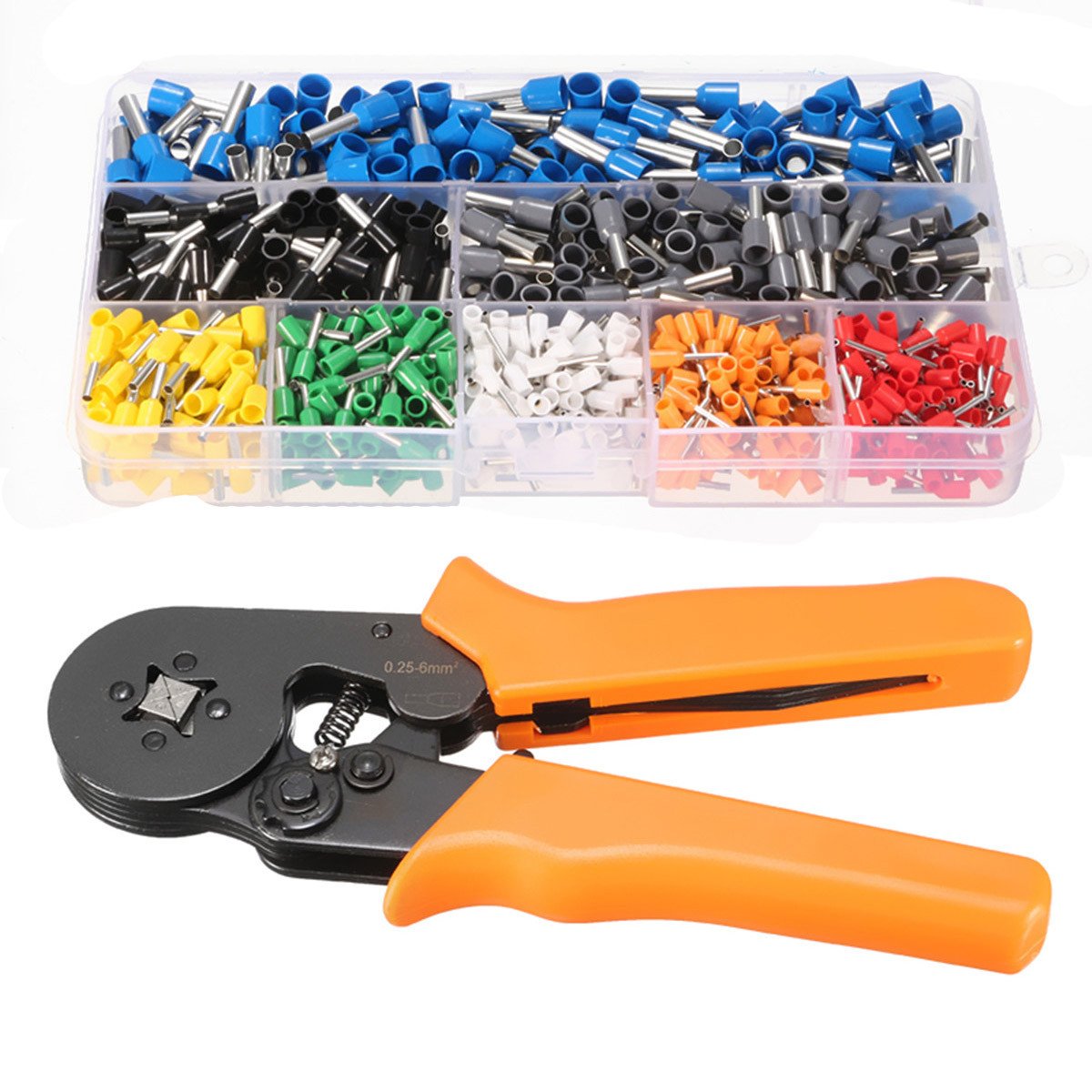 DANIU 23AWG to 10AWG Self Adjusting Ratcheting Ferrule Crimper Plier Tool with 800pcs Connector Terminal 1