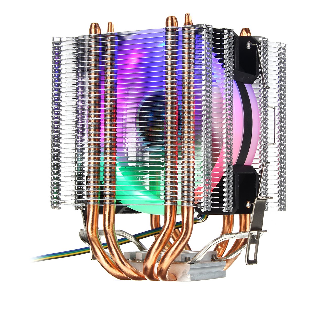 4Pin 4 Heatpipes Colorful Backlit CPU Cooling Fan Cooler Heatsink For Intel AMD 1