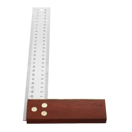 Drillpro 90 Degree Angle Ruler 300mm Stainless Steel Metric Marking Gauge Woodworking Square Wooden Base 6
