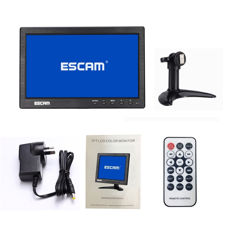 ESCAM T10 10 inch TFT LCD 1024x600 Monitor with VGA HDMI AV BNC USB for PC CCTV Security Camera 9 ESCAM T10 10 inch TFT LCD 1024x600 Monitor with VGA HDMI AV BNC USB for PC CCTV Security Camera - Image 9
