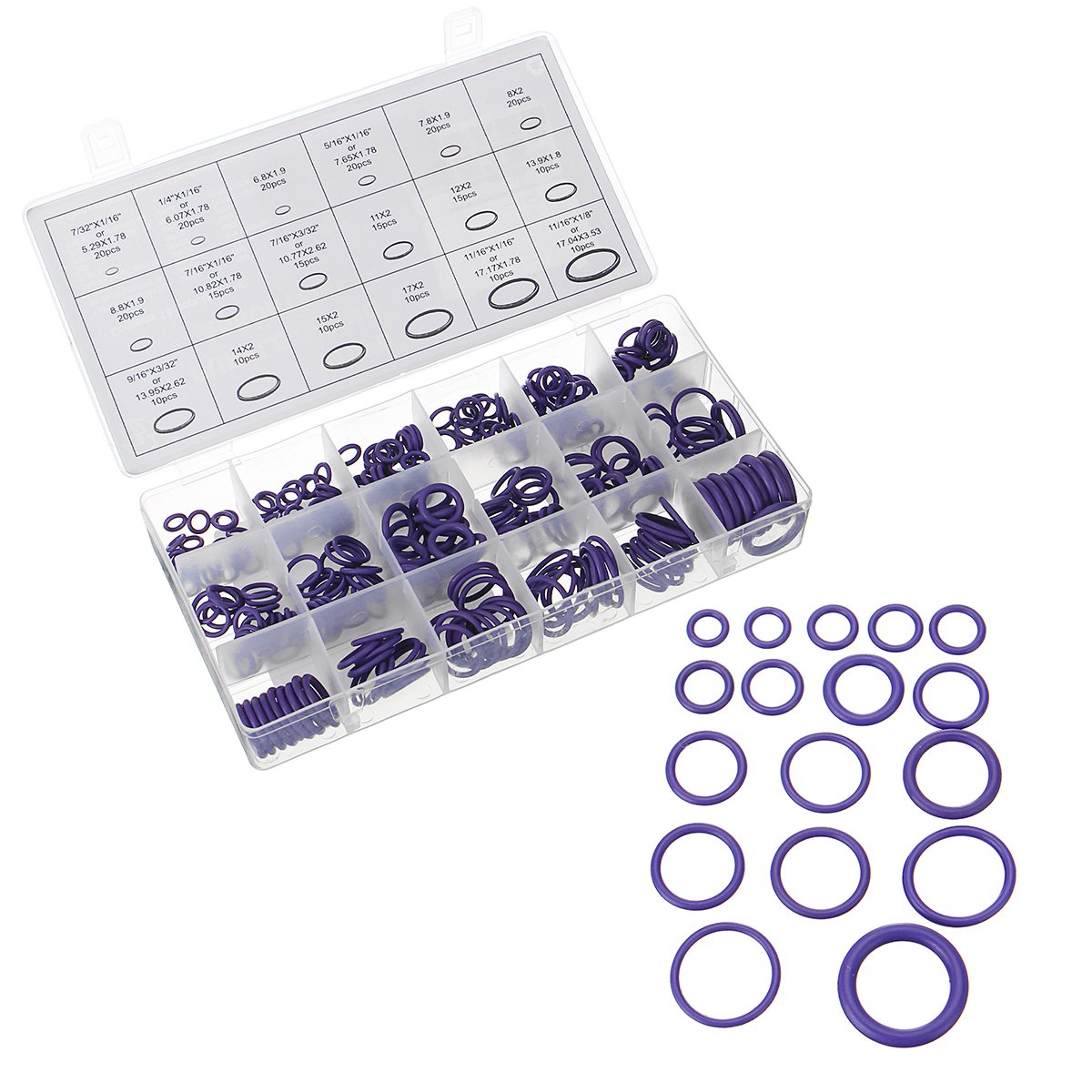 270pcs 18 Sizes Rubber Ring Hydraulic Nitrile Seals Purple Rubber O Ring Assortment Kit 1