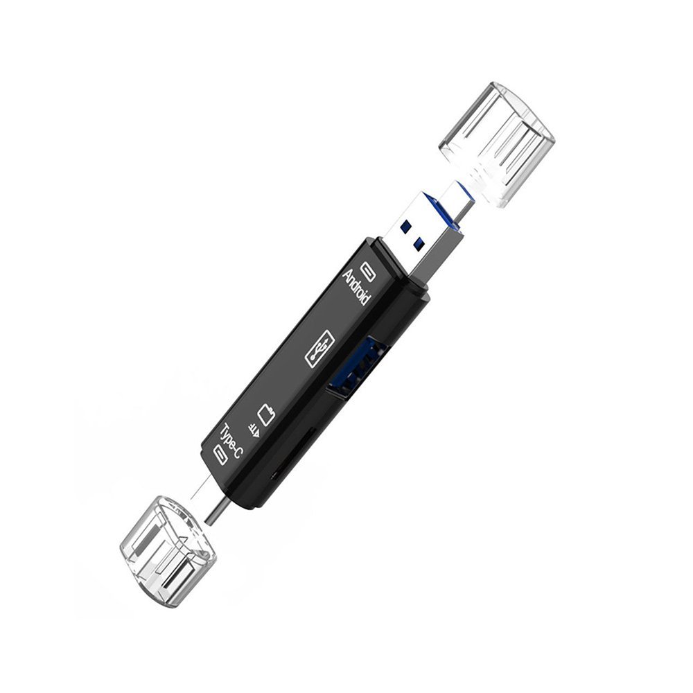 5 in 1 USB 2.0 Type C / USB / Micro USB SD TF Memory Card Reader OTG Adapter Black 1