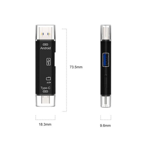 5 in 1 USB 2.0 Type C / USB / Micro USB SD TF Memory Card Reader OTG Adapter Black 6