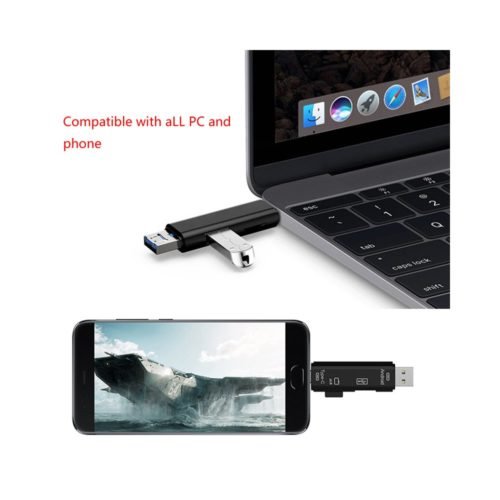 5 in 1 USB 2.0 Type C / USB / Micro USB SD TF Memory Card Reader OTG Adapter Black 4