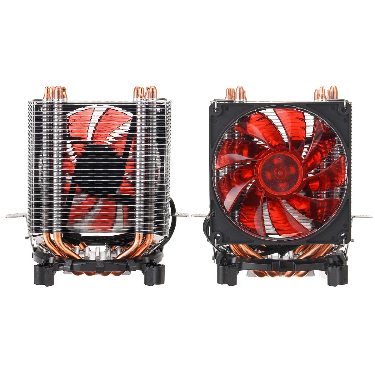3 Pin Four Copper Pipes Red Backlit CPU Cooling Fan for Intel 1155 1156 AMD 1