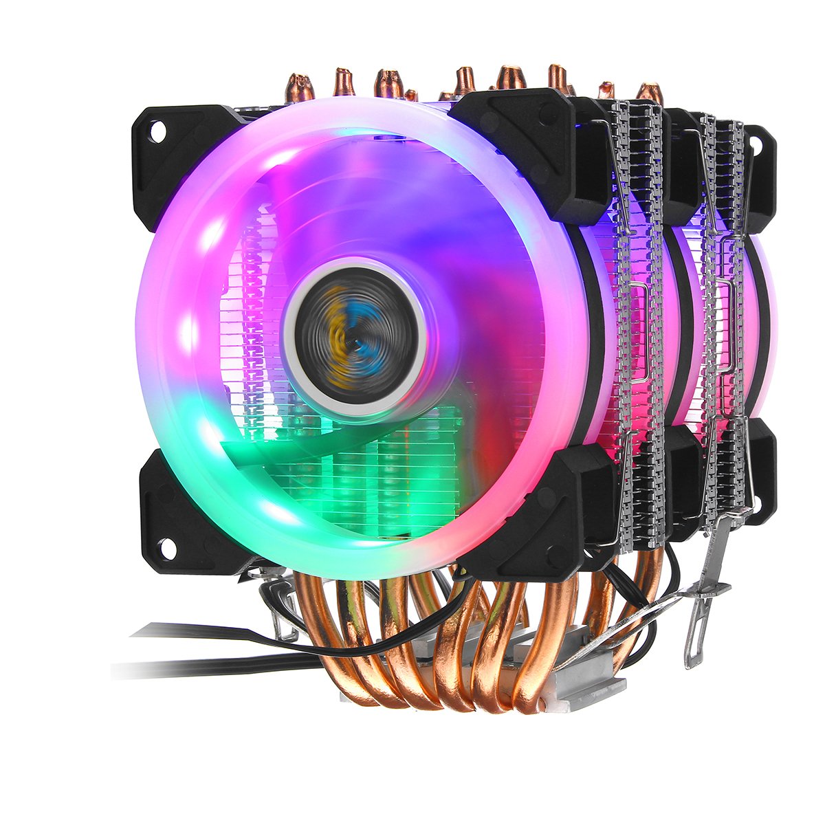 3Pin 3 Fans 6 Heatpipes Colorful Backlit CPU Cooling Fan Cooler Heatsink for Intel AMD 1