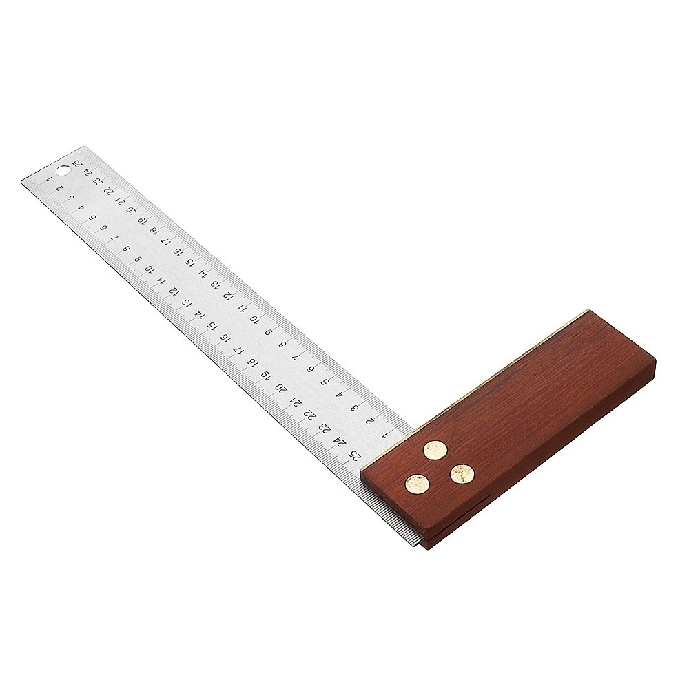 Drillpro 90 Degree Angle Ruler 300mm Stainless Steel Metric Marking Gauge Woodworking Square Wooden Base 2