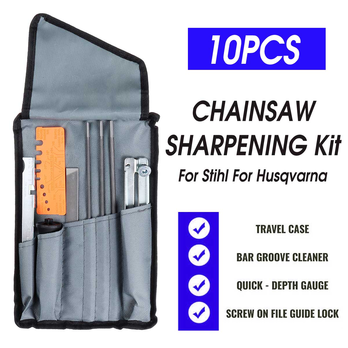 10x Chain Saw Sharpening File Filing Kit Files Tool Chain Sharpener For Husqvarna 2 10x Chain Saw Sharpening File Filing Kit Files Tool Chain Sharpener For Husqvarna - Image 2