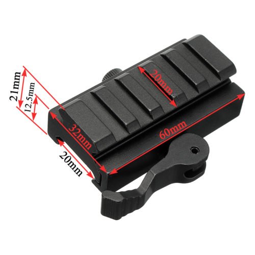Quick Release Low Profile Compact Riser Quick Detachable 20mm Picatinny Rail Mount Adapter 7