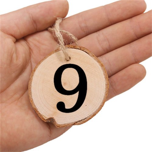 10Pcs/Lot Laser Engraving Wooden Number Hanging Table Cards Wedding Party Decor Reception Pendant 9