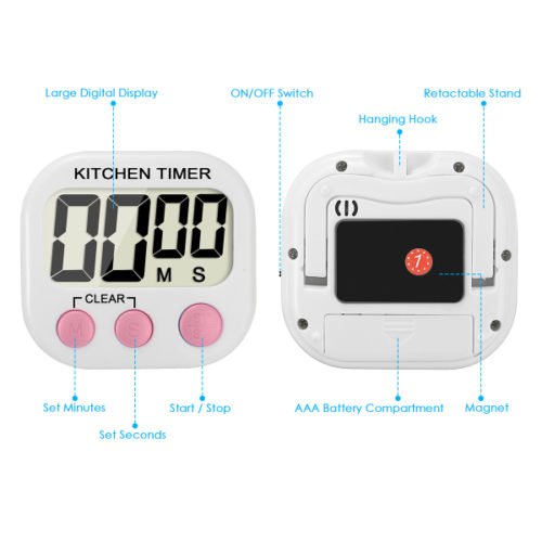 EIVOTOR HX103-2 LCD Electronic Timer Digital Timers Kitchen Timer Reminder 8