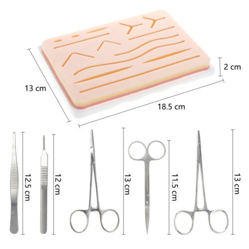 25 In 1 Medical Skin Suture Surgical Training Kit Silicone Pad Needle Scissors 9