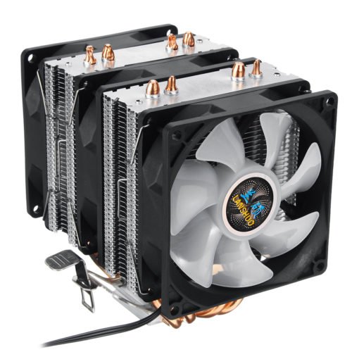 3 Pin Triple Fans Four Copper Heat Pipes Colorful LED Light CPU Cooling Fan Cooler Heatsink for Intel AMD 3
