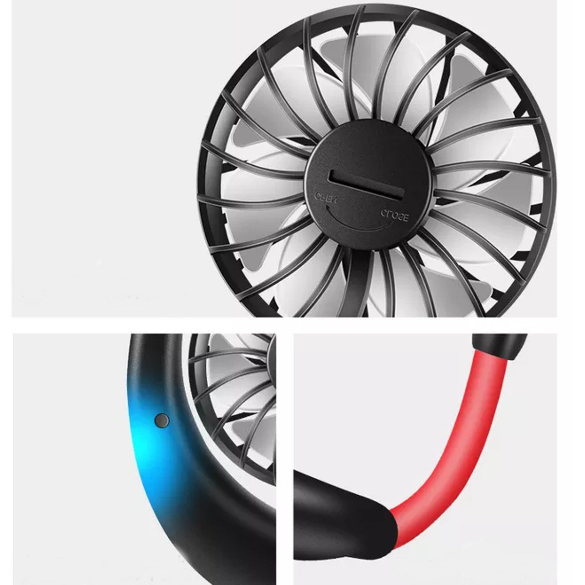 LED Personal Fan Hands-free Min Fan Aromatherapy Portable Li-ion Battery USB Rechargable Hanging Neck Sport Fan Mini Air Fan - Blue 12 LED Personal Fan Hands-free Min Fan Aromatherapy Portable Li-ion Battery USB Rechargable Hanging Neck Sport Fan Mini Air Fan - Blue - Image 12