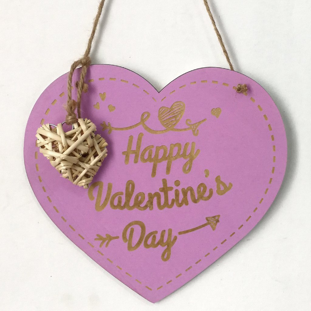 Valentine's Day Laser Engraving Wood Heart Door Decor Wall Hanging Sign Craft Ornaments Party Decorations 2