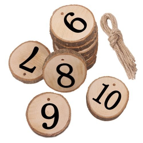 10Pcs/Lot Laser Engraving Wooden Number Hanging Table Cards Wedding Party Decor Reception Pendant 1