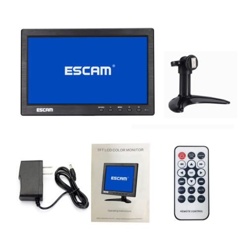 ESCAM T10 10 inch TFT LCD 1024x600 Monitor with VGA HDMI AV BNC USB for PC CCTV Security Camera 8