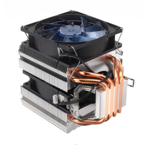 3 Pin Four Copper Pipes Blue Backlit CPU Cooling Fan for AMD for Intel 1155 1156 6
