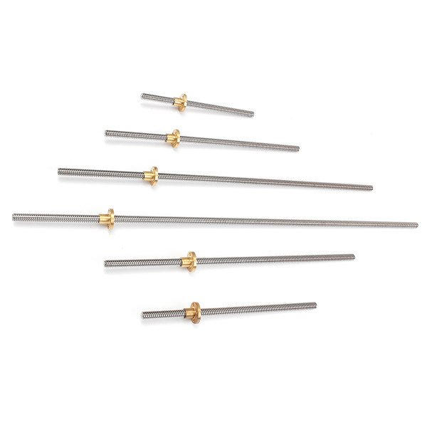 8mm T8x2 150/200/250/300/400/500mm Lead Screw with Brass Nut 3 8mm T8x2 150/200/250/300/400/500mm Lead Screw with Brass Nut - Image 3