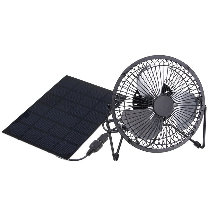 Black Solar Panel Powered USB Fan 8 Inch 5W Cooling Ventilation for Outdoor Traveling Home Office 3 Black Solar Panel Powered USB Fan 8 Inch 5W Cooling Ventilation for Outdoor Traveling Home Office - Image 3
