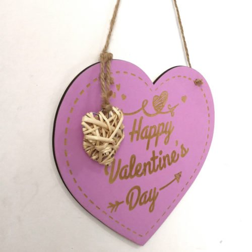 Valentine's Day Laser Engraving Wood Heart Door Decor Wall Hanging Sign Craft Ornaments Party Decorations 3