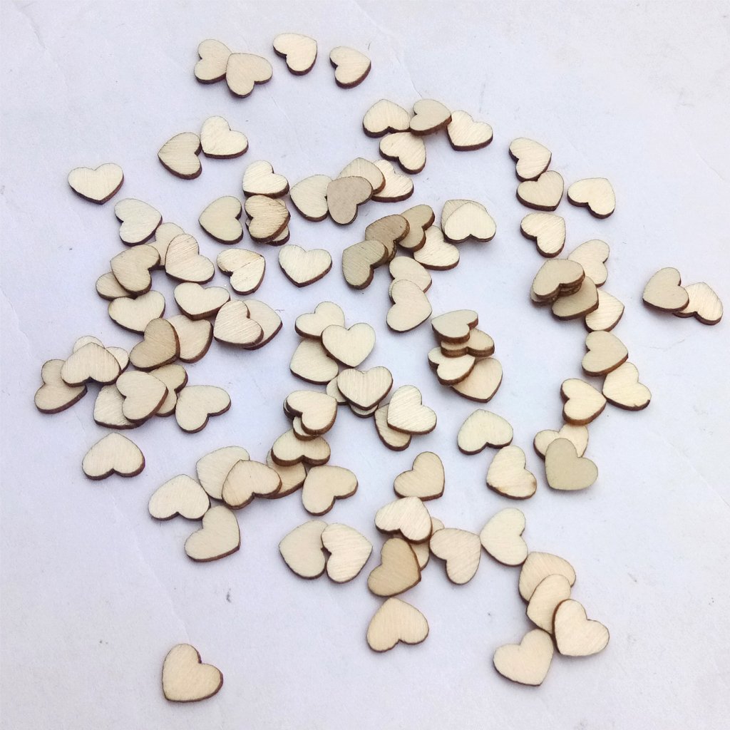 100Pcs Laser Engraving Rustic Wooden Love Heart Crafts DIY Wedding Table Scatter Confetti Vintage Decorations Gift 2