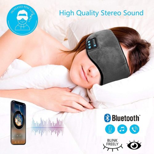 Bluetooth Travel Sleeping Headphone Eye Mask Built-In Speakers Microphone 5