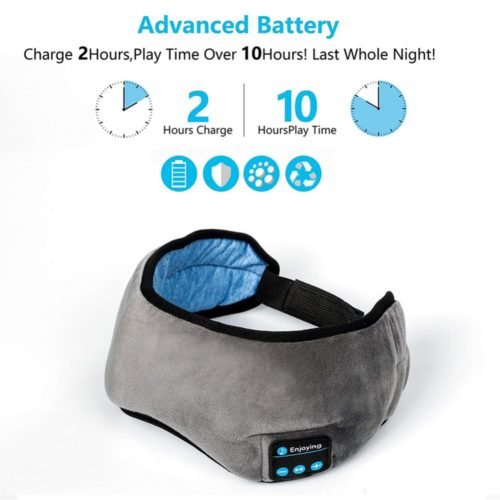 Bluetooth Travel Sleeping Headphone Eye Mask Built-In Speakers Microphone 2